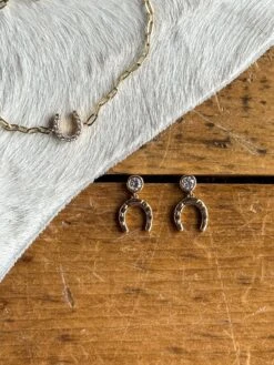 Diamond Horseshoe Drop Earrings -SAVANAH Clothing sale IMG 3176 2