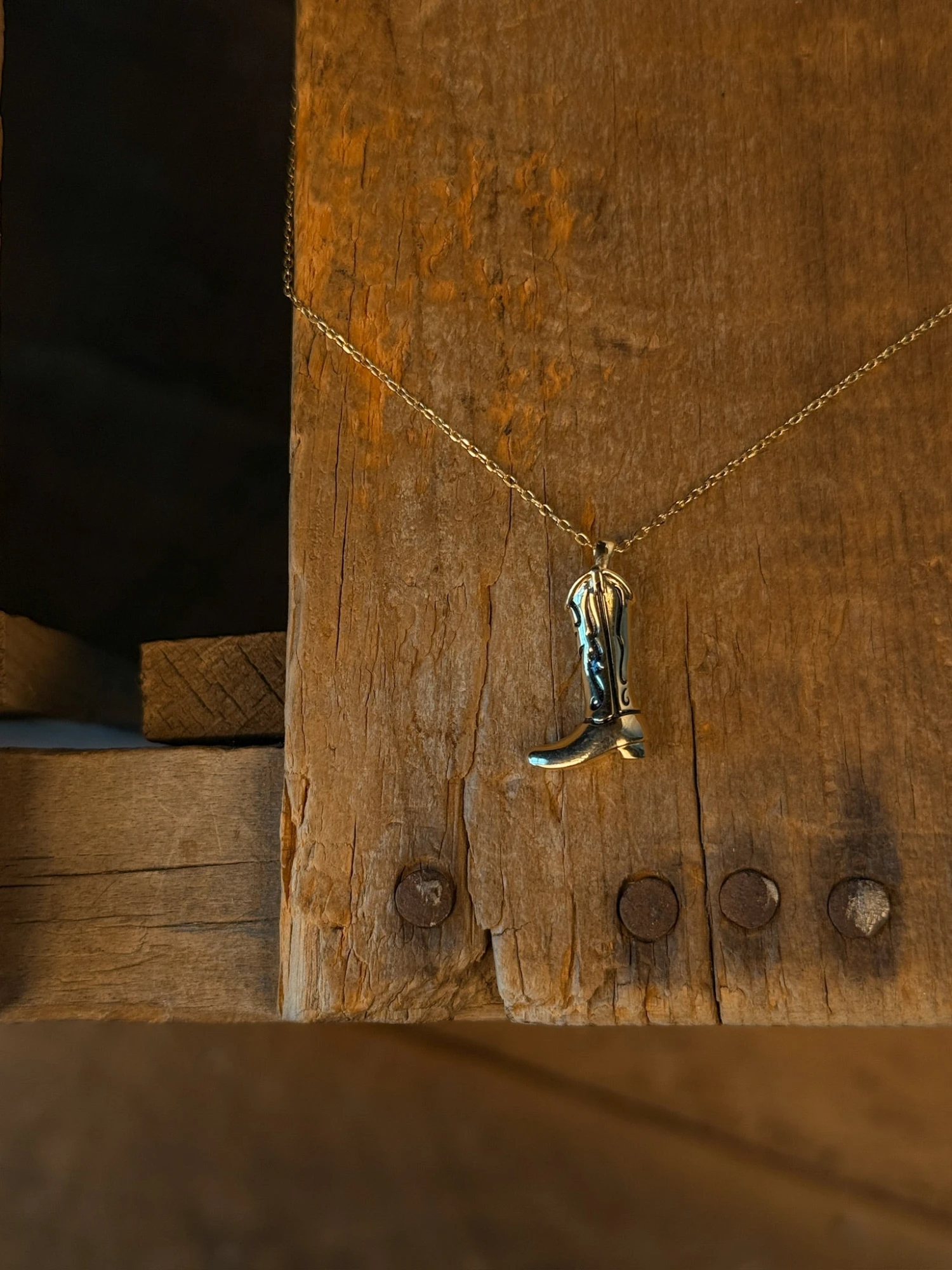 Gold Cowgirl Boot Necklace Gold Cowgirl Boot Necklace -SAVANAH Clothing sale IMG 8358