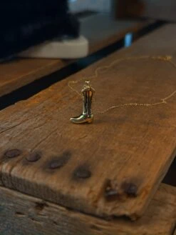 Gold Cowgirl Boot Necklace 3 Gold Cowgirl Boot Necklace -SAVANAH Clothing sale IMG 8359