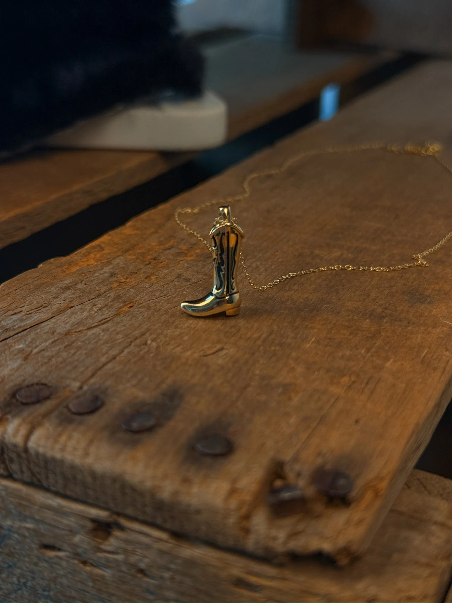 Gold Cowgirl Boot Necklace Gold Cowgirl Boot Necklace -SAVANAH Clothing sale IMG 8359