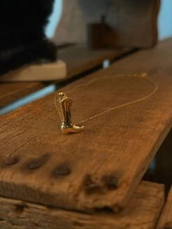 Gold Cowgirl Boot Necklace 2 Gold Cowgirl Boot Necklace -SAVANAH Clothing sale IMG 8360